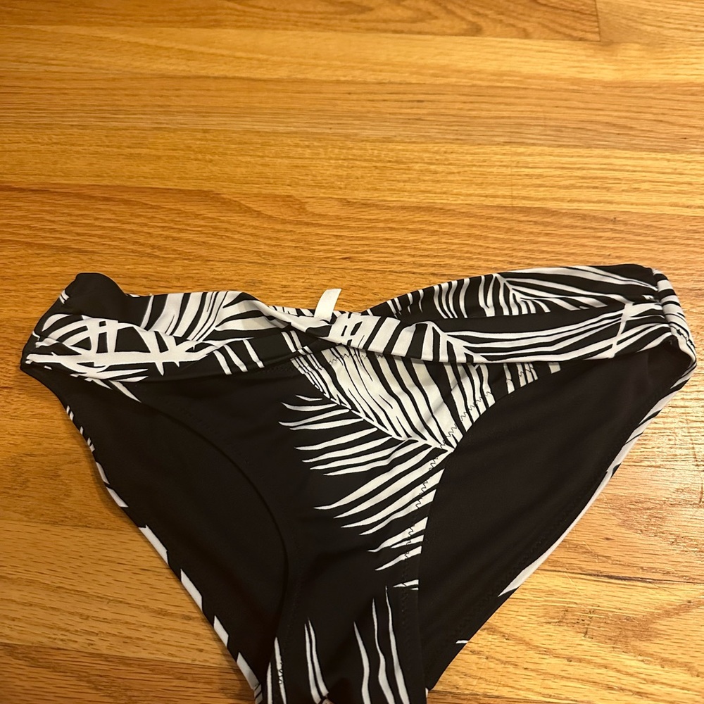 Athleta Black and White Bikini with Palm Print